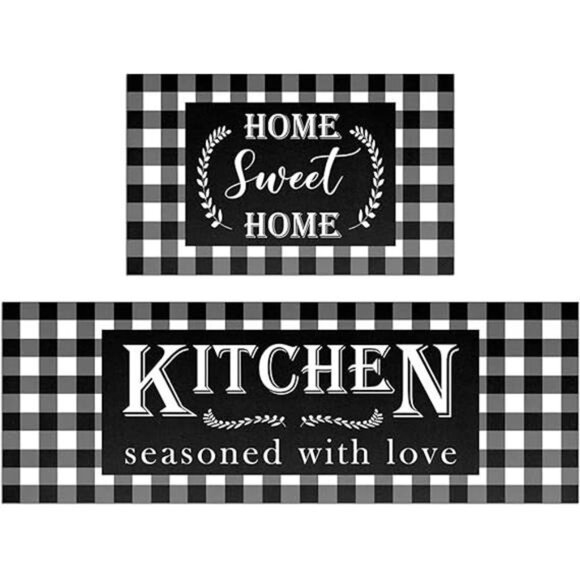 Buffalo Plaid Kitchen Mat Set of 2 Non Slip Thick Kitchen Rugs and Mats - Picture 8 of 8